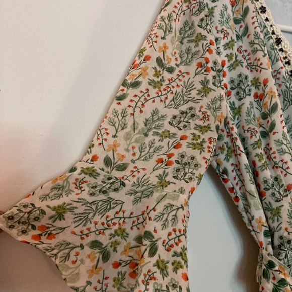 Romantic green floral multi print dress sx M US8/10 - Picture 3 of 7